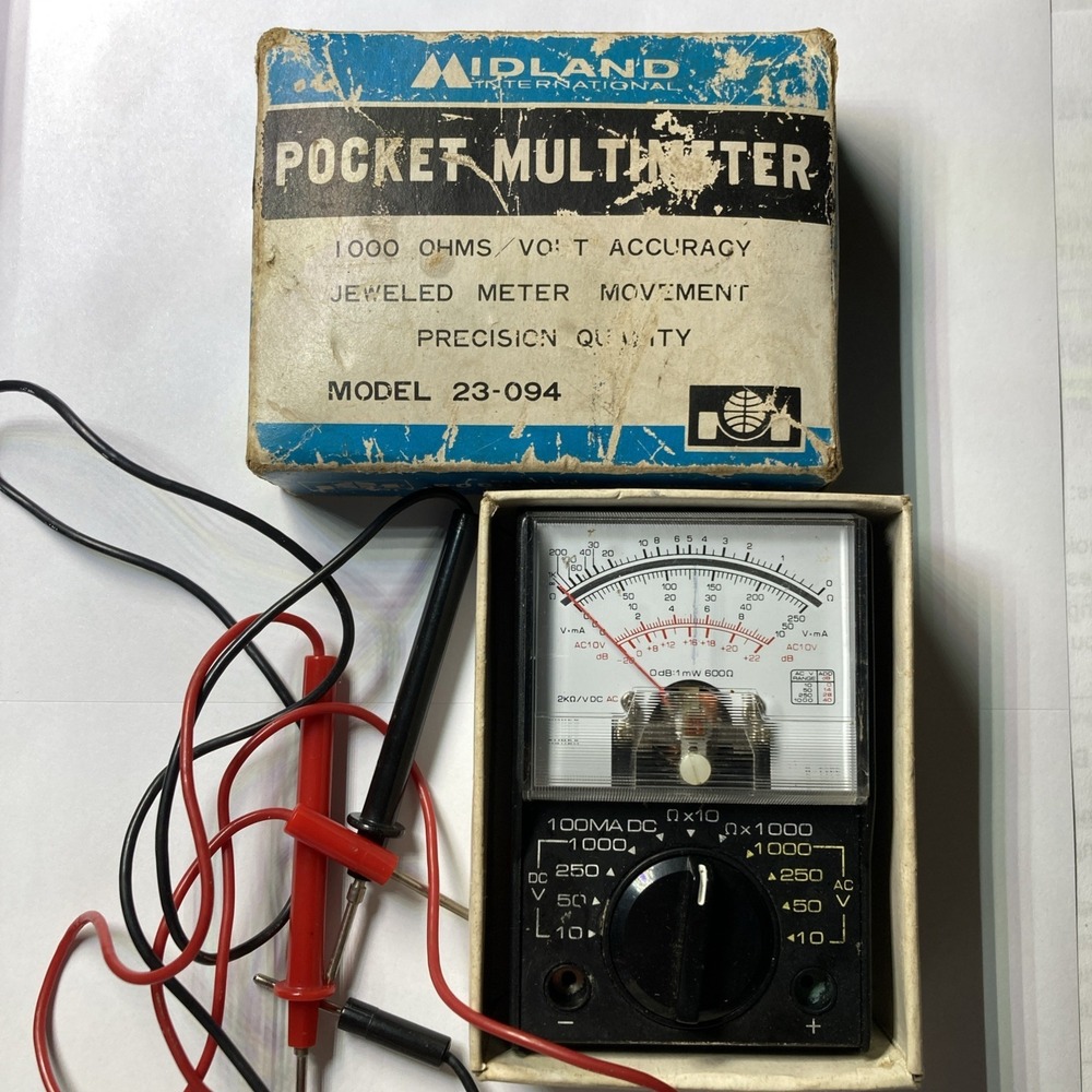 Vintage Midland Pocket Multimeter With Leads Tested‎ Model 23-094